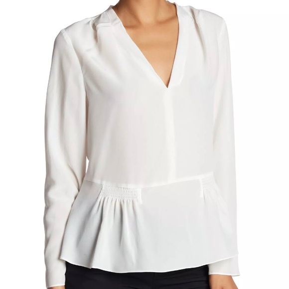 ❤️Rebecca Taylor Peplum blouse ivory silk 8 - Picture 1 of 4
